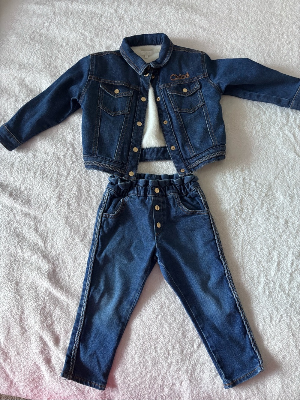Chloe Dark Blue Denim Jacket and Pants Set